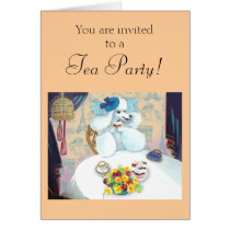 White Poodle Tea Party with Cupcakes Greeting Cards
