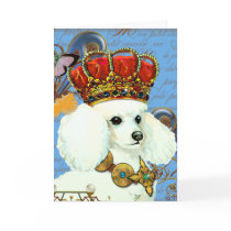 White Poodle Wearing Jeweled Crown Portrait cards