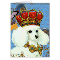 White Poodle Wearing Jeweled Crown Portrait cards