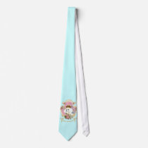 white poodle wi pink roses gold fr fini clr bkgrnd custom ties