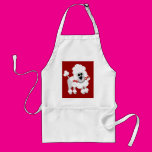 White Poodle With Red Apron