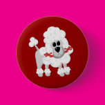White Poodle With Red Buttons