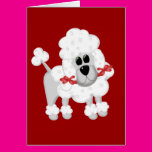 White Poodle With Red Card