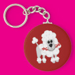 White Poodle With Red Keychains