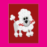 White Poodle With Red Post Card