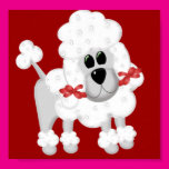 White Poodle With Red Print