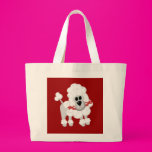 White Poodle With Red Tote Bag