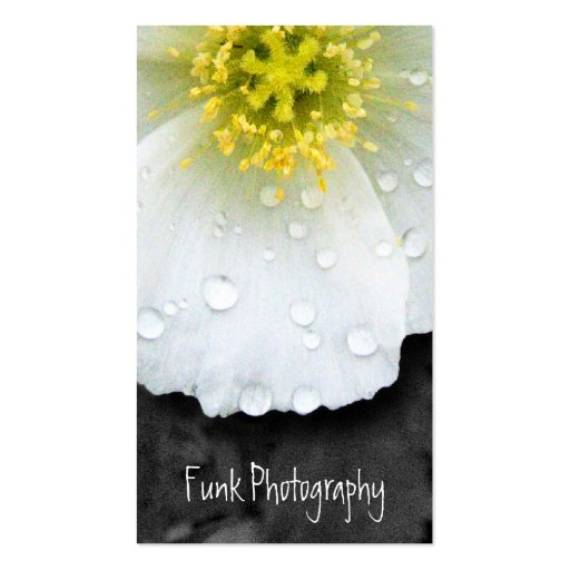 White Poppy After the Rain Business Card Templates