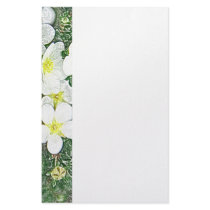 White potentilla flower stationery