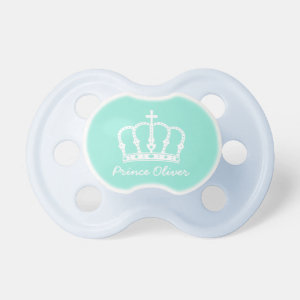 White Prince Crown with Jewels for Baby Boys Baby Pacifier