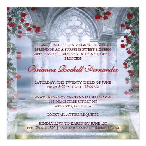 White Princess Carriage Enchanted Sweet 16 Personalized Invites