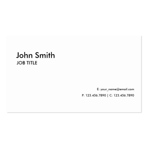 White Professional Elegant Modern Plain Simple Business Card Template (front side)