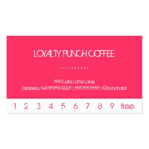 White Punch Loyalty Coffee Card Business Card (front side)