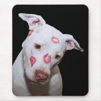 White Puppy Dog Love, Sealed with Lipstick Kisses mousepads by KahunaLuna White Puppy Dog Love, Sealed with Lipstick Kisses mousepads