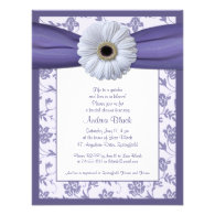 White Purple Daisy Bridal Shower Invitation