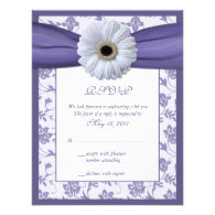 White Purple Floral Damask Wedding Reply Card Personalized Invitation