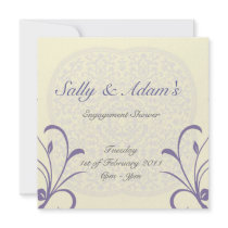 White purple with ornament design - engagement sho announcement