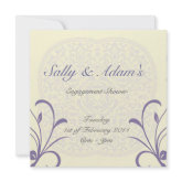 White purple with ornament design - engagement sho invitation