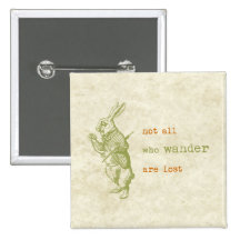 White Rabbit, Alice in Wonderland Pinback Buttons