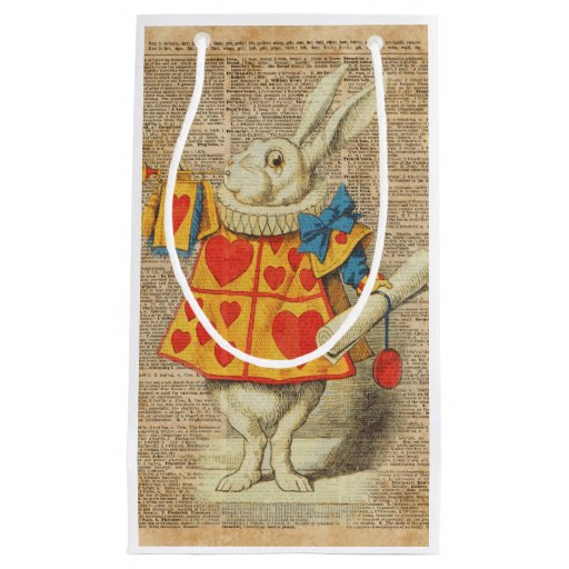 White Rabbit Alice in Wonderland Vintage Artwork Small Gift Bag | Zazzle