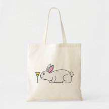 White Rabbit and Flower. Canvas Bags