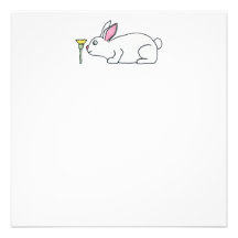 White Rabbit and Flower. Custom Invitation