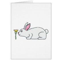 White Rabbit and Flower. Greeting Cards