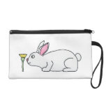 White Rabbit and Flower. Wristlet Clutches