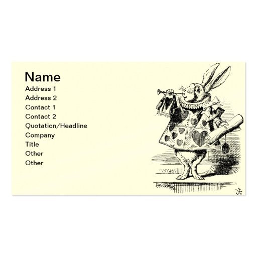 White Rabbit Business Cards Cream Zazzle