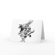 White Rabbit Herald Inked Black Greeting Cards