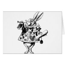 White Rabbit Herald Inked Black Greeting Cards
