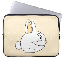 White Rabbit, on beige polka dot patten. Laptop Sleeves