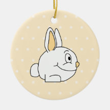 White Rabbit, on beige polka dot patten. Ornament