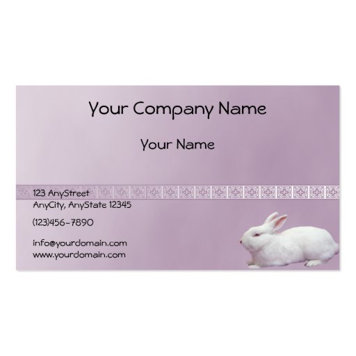 White Rabbit on Lilac Background Business Card