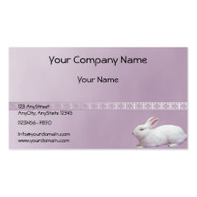 White Rabbit on Lilac Background Business Card