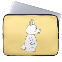 White Rabbit on Yellow Background. Computer Sleeve