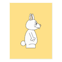White Rabbit on Yellow Background. Post Cards