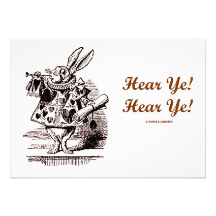 White Rabbit Trumpet Hear Ye! Hear Ye! Wonderland Personalized Invite