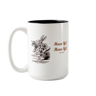 White Rabbit Trumpet Hear Ye! Hear Ye! Wonderland mug