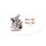White Rabbit Trumpet Hear Ye! Hear Ye! Wonderland Oval Stickers