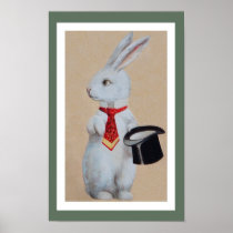 White Rabbit with Tophat Posters