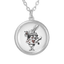 White Rabbits of Hearts - Alice in Wonderland Personalized Necklace