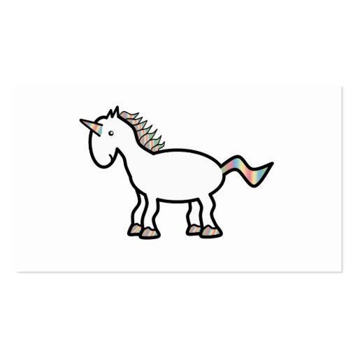 White rainbow unicorn business card template (back side)