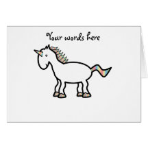 White rainbow unicorn greeting cards