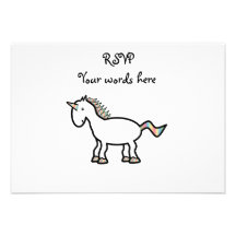 White rainbow unicorn invitation