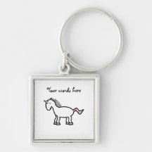 White rainbow unicorn keychain