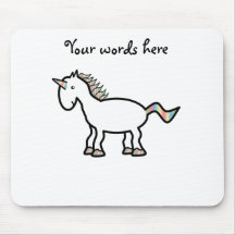 White rainbow unicorn mousepads