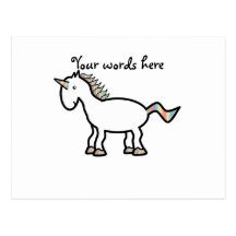 White rainbow unicorn postcard