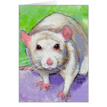 White rat cute colorful acrylic painting pet rats cards