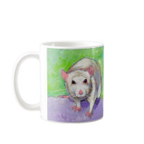 White rat cute colorful acrylic painting pet rats mugs